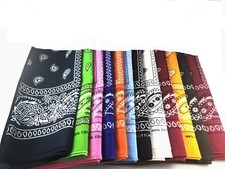 12pcs Jumbo Paisley  Solid Color 100 Cotton Biker Sport Bandana 27" x 27"