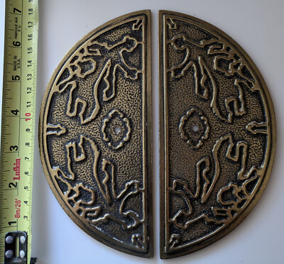 KBC N878 Asian Style Brass Escutcheons for Antique Cabinet Original hardware rnd