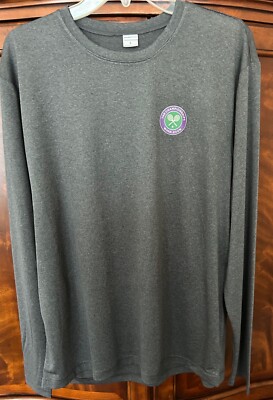 Wimbledon Logo on Great Feeling LS Graphite Heather 3.8-OZ 100 Poly Dry-Fit T's