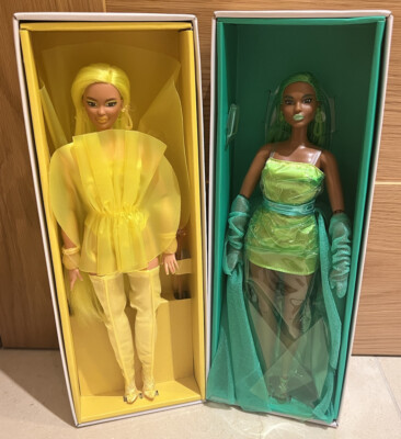 Barbie Chromatic Couture Convention Exclusive gelb und grün Set 2 Puppen