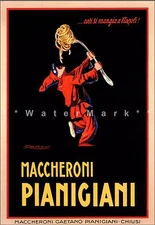 Pianigiani Maccheroni 1922 Italian Pasta Art Vintage Poster Print Kitchen Decor
