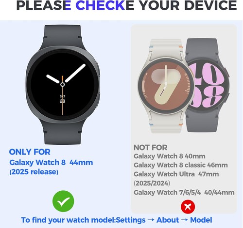 Samsung Galaxy Watch 8 44mm Waterproof Case with Tempered Glass - 1 Pack - Picture 2 of 6