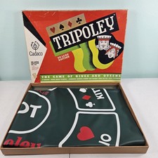 VTG 1962 Tripoley Deluxe Edition Card Game Original Vinyl Mat Box By Cadaco