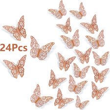 3D Butterfly Wall Decor, 24Pcs 3 Sizes 2 Styles, Butterfly Decorations Removable