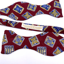 Carrot & Gibbs Bow Tie Red Geometric Shapes 2.5" Wide Self Tie Silk USA Made
