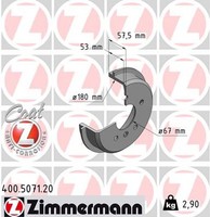 2X Bremstrommel Coat Z Zimmermann 400.5071.20 FüR Mercedes W168 Klasse 140 168