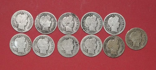 Barber Dime Lot - 11 Coins