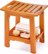Wooden Shower Bench, 14" Waterproof Shower Stool for Inside Shower, 250 LBS C...