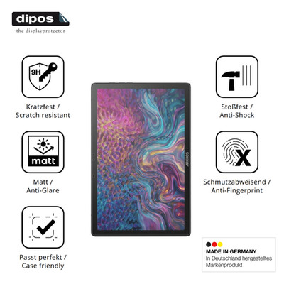2x Schutzfolie für Archos T105 FHD 4G matt - Anti-Shock 9H Folie dipos Glass
