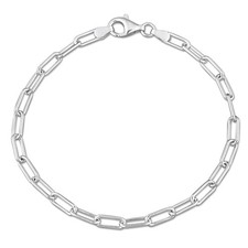Amour Sterling Silver 3.5mm Polished Paperclip Chain Anklet - 9 in.