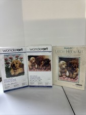 Lot of 3 WonderArt Caron Latch Hook Rug Kit Dogs Puppies New