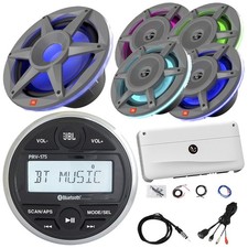 JBL PRV-175 Receiver, 4x 8" 3-Way Speaker, Subwoofer, Amp, Kit, Adapter, Antenna