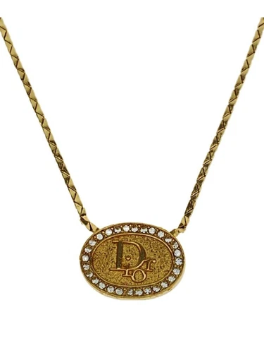 Collana donna Christian Dior placca trotter pietra colorata obliqua con usata