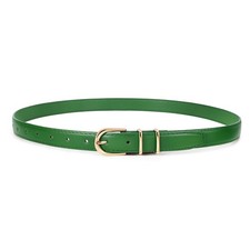 Leather Belt for Jeans Pants Fashion Ladies Dress Belt with Gold Single Prong...