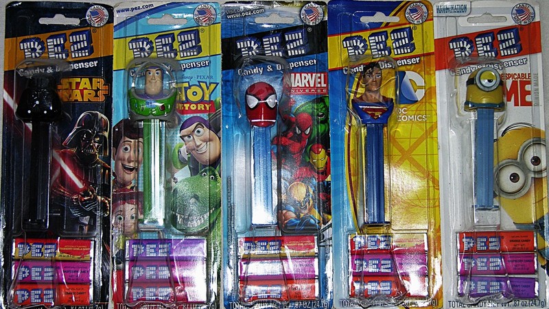 PEZ Lot of 5 Star Wars Buzz Lightyear Spiderman Superman Minion Disney ©2013