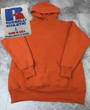 Vintage 80s Russell Athletic Double Face Hoodie Sweatshirt Orange USA Mens L
