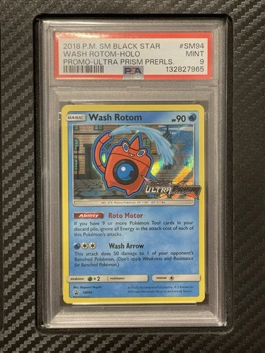 2018 PSA 9 Wash Rotom Holo #SM94 Promo Ultra Prism Prerelease Pokemon TCG S&M UP