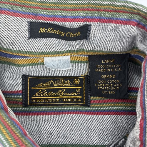 Camicia vintage Eddie Bauer uomo grande righe McKinley tessuto flanella USA anni 90 - Foto 5 di 9