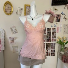 Vintage Vassarette Pink Lace Trim Camisole Slip Top Size 32