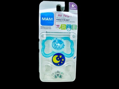 MAM Air Night 6M+ Set Of 2 Glow In The Dark Pacifiers With Sterilizer Box