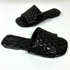 Burberry Quilted Leather Slide Sandals Black 36 NEW Nappa