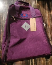 Purple Boarding Blue Luggage Bag With Wheels