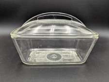 Vintage Westinghouse Clear Refrigerator Loaf Pan Glass Dish with Fin Lid