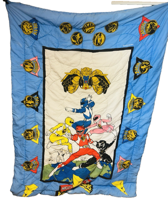 #ad Vintage 1994 Saban Power Rangers Comforter Blanket 60quot;x81quot; Multi Colors $54.95