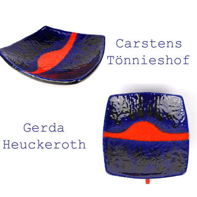60er Carstens Tönnieshof ATELIER CEYLON Schale Gerda Heuckeroth Vintage XL 30cm