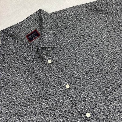 UNTUCKit Shirt Mens 2XL Blue Tavira Short Sleeve Button-Up Geometric Cotton