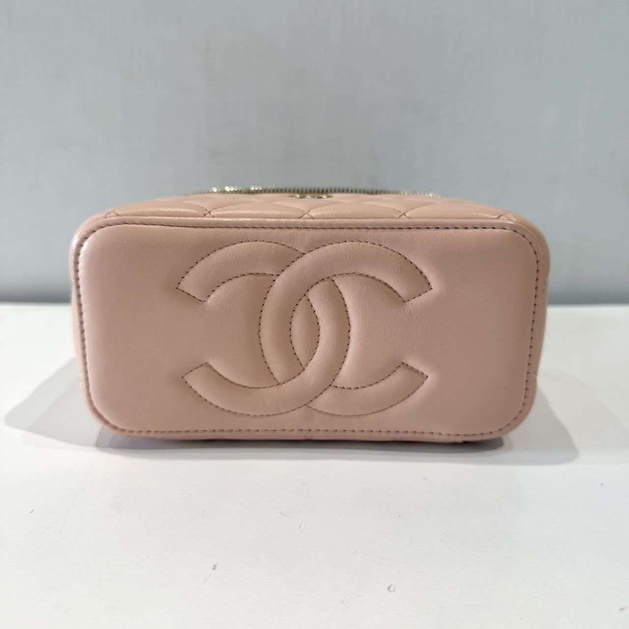CHANEL AP2199 Top Handle Vanity Quilted Coco Mark Chain Shoulder Bag Pink Tone P — image 5