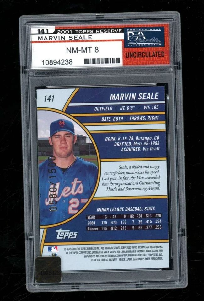 2001 Topps Reserve Marvin Seale RC Auto /1500 Uncirculated PSA 8 UX6212 - Image 2 of 2