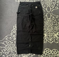 Carhartt B01 BLK Double Knee Loose Fit Duck Canvas Carpenter Pants 36 X 32 Black