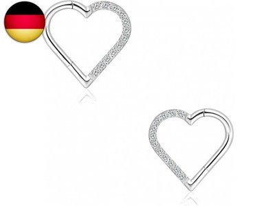2 Stück Daith Piercing G23 Titan + CZ 16G Herz Scharnier Nahtlose Clicker Ring 