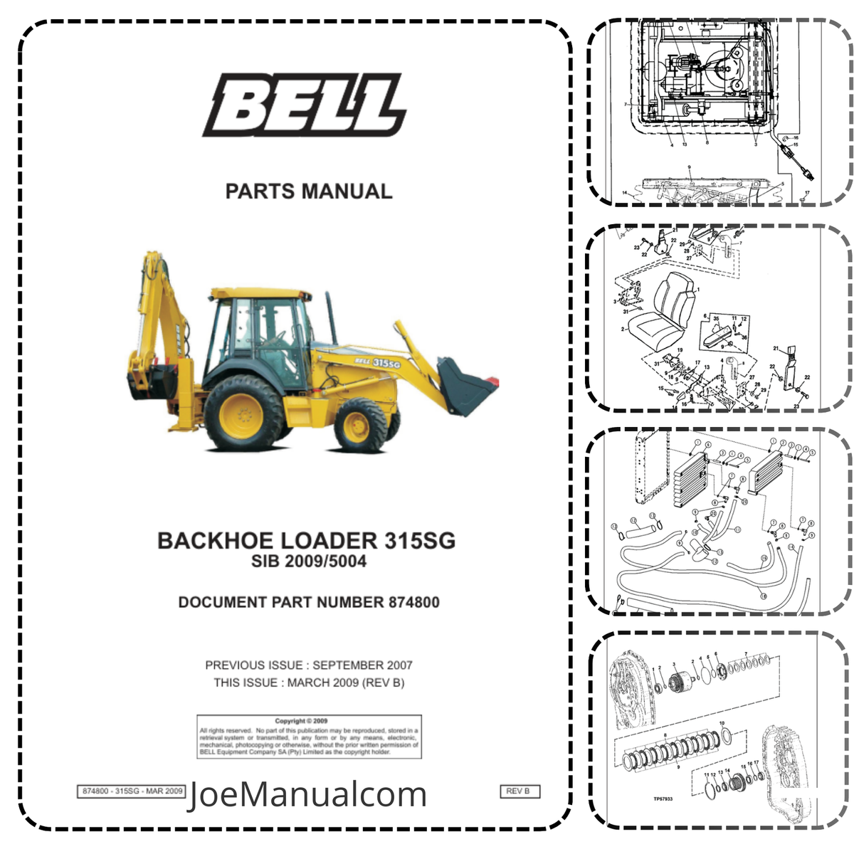 BELL 315SG Backhoe Loader Parts Manual PDF | eBay