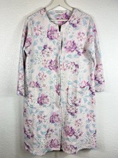 2-VTG Miss Elaine Quilted House Coats/Robes Sz S Pockets Zipper/Snaps Cottage