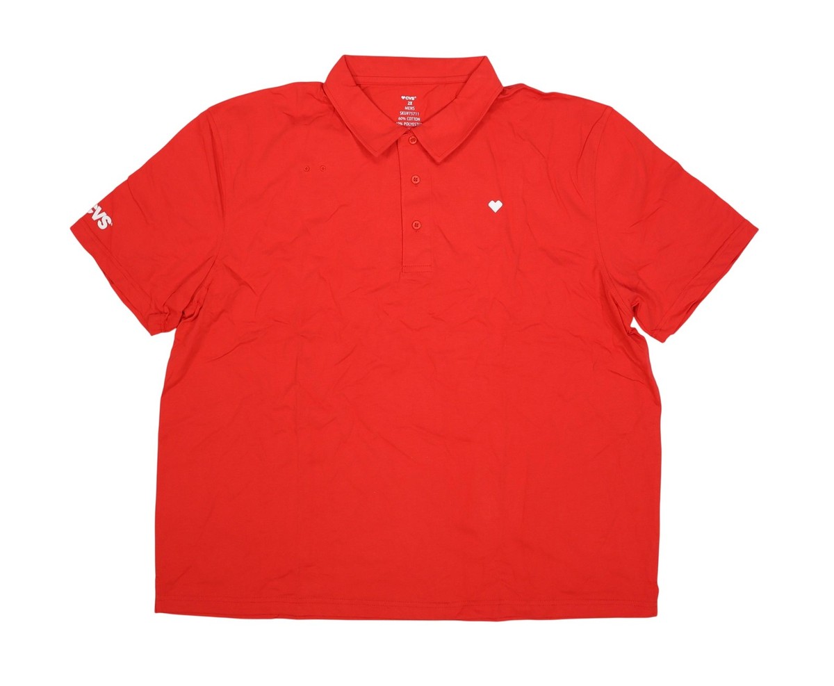 CVS Polo Shirt Mens 2XL Red Heart Logo Tagless Knit Short Sleeve