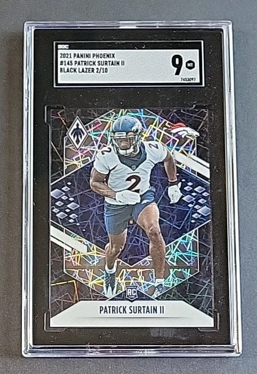 Patrick Surtain Il 2021 Phoenix Black Lazer RC #2/10 SGC 9 Mint "Jersey Number" - Image 2 of 4
