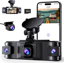 4 Channel 2.5K Dash Cam Front Rear Left Right, 170  Wide Angle Car Black