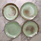 4-Frankoma Pottery 5G Plainsman Prairie Green Scolloped Salad/Dessert Plates