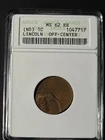 (ND) Lincoln cent 1C Struck Off-Center Strike Error - ANACS MS62 RB Old Label
