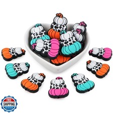 HHCFAST 15Pcs Pumpkin Silicone Focal Beads for Keychain Making, Bulk Hallowee