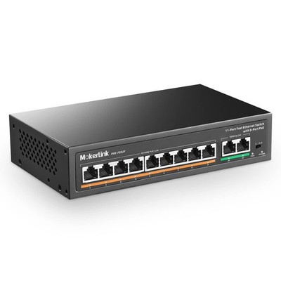 11 Port Switch 9 PoE+ Ports 2 Fast Ethernet Uplink 10/100Mbps 120W PoE