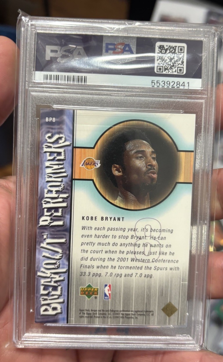 2001-02 Upper Deck - Breakout Performers Kobe Bryant #BP8 Psa 8 view 2