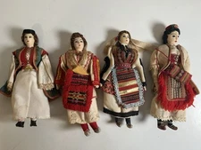 4 Collectible Antique/Vintage 7 3/4" Hand Painted Doll With Amazing Detail