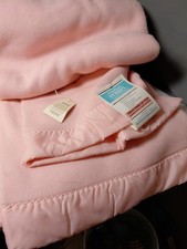 Vtg Retired Chatham USA Pink Acrylic Satin Trim Full Size Blanket 78x 92