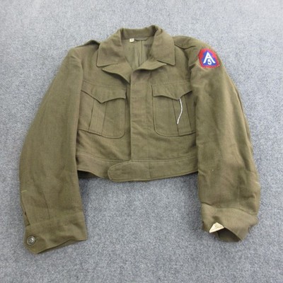 Vintage Military Jacket Mens 38 Green Wool Short Ike Field 5th