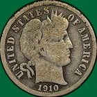 1910-D Barber Dime Very Good VG Coin #39777