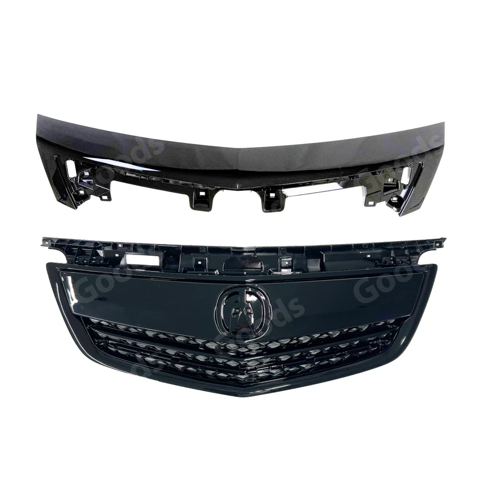 Rejilla de parachoques delantero con kit de cubierta de moldura superior negro brillante para Acura TL 2012-2014 Foto 2 de 4