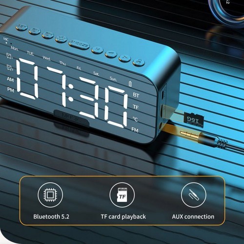 Altoparlante Bluetooth Wireless con Sveglia Stereo Basso Scheda USB/TF Capace USA - Foto 16 di 20